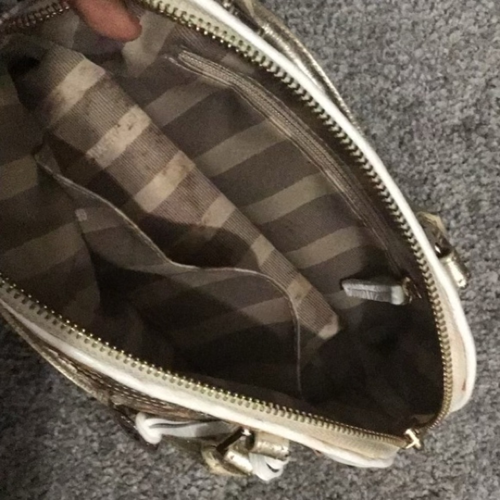 Pinnacle gold and beige Brahmin purse